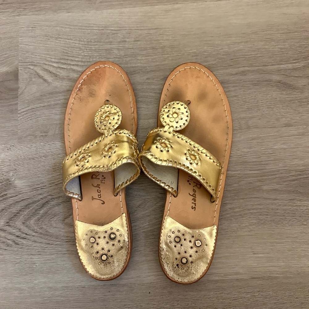 Gold Jack Roger’s Flip Flop Sandals